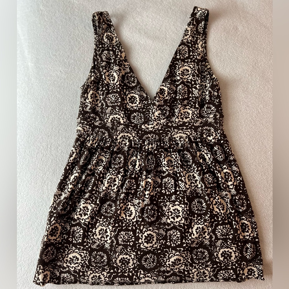 Banana Republic Black and Cream Patterned Tank Top